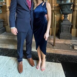 Navy velvet high-low dress